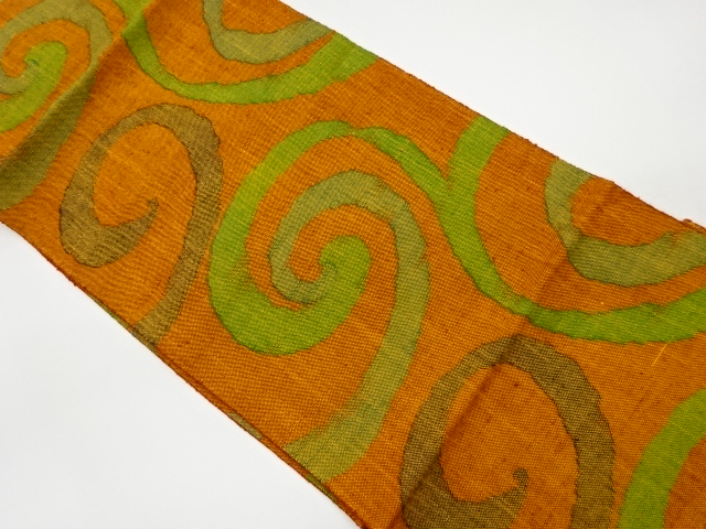 JAPANESE KIMONO / VINTAGE NAGOYA OBI / MAWATA TSUMUGI / WOVEN ARABESQUE